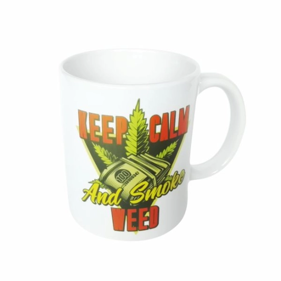 Kubek porcelanowy z nadrukiem Keep Calm and Smoke Weedo pojemności 330ml